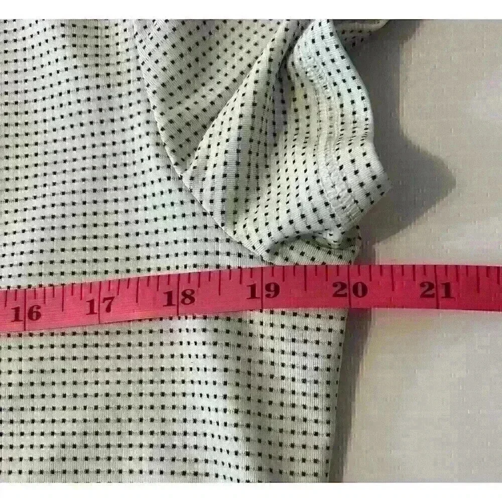 Talbots Womens Activewear Lg White w/Black Polka Squares Short Sleeve T-Shirt - Picture 5 of 13